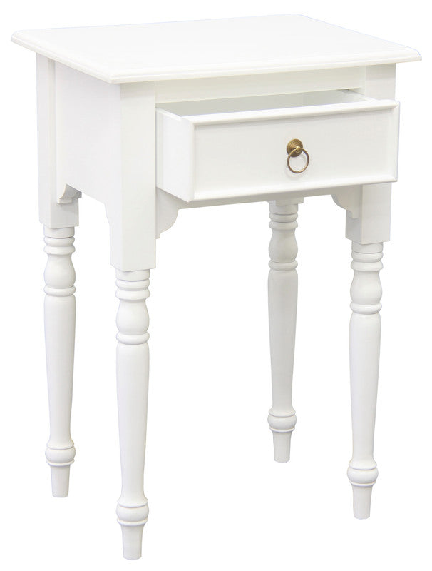 Milly Turn Leg 1 Drawer Side Table (White) V199-T83WH
