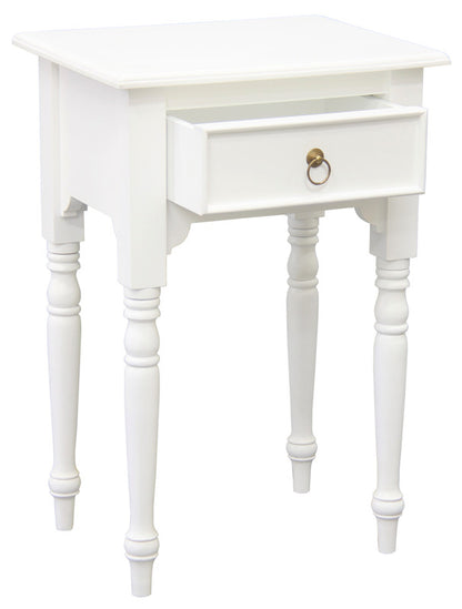 Milly Turn Leg 1 Drawer Side Table (White) V199-T83WH