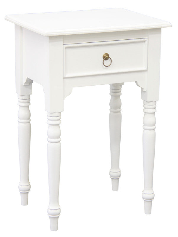 Milly Turn Leg 1 Drawer Side Table (White) V199-T83WH