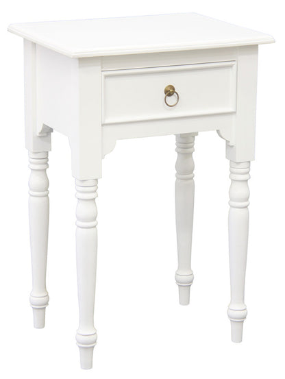 Milly Turn Leg 1 Drawer Side Table (White) V199-T83WH