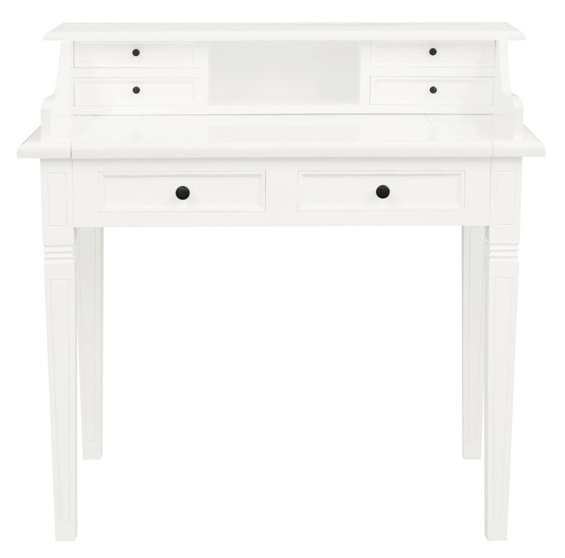 Winston 6 Drawer Solid Timber Writing Desk (White) V199-TB06GLWH
