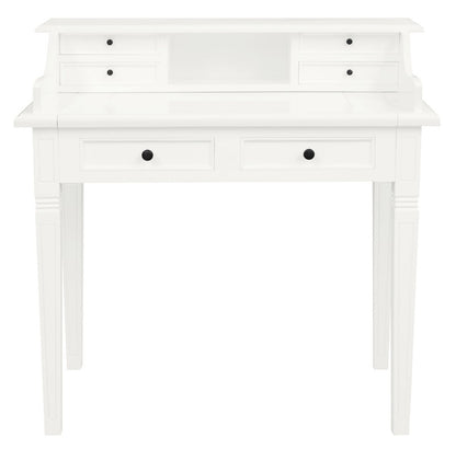 Winston 6 Drawer Solid Timber Writing Desk (White) V199-TB06GLWH