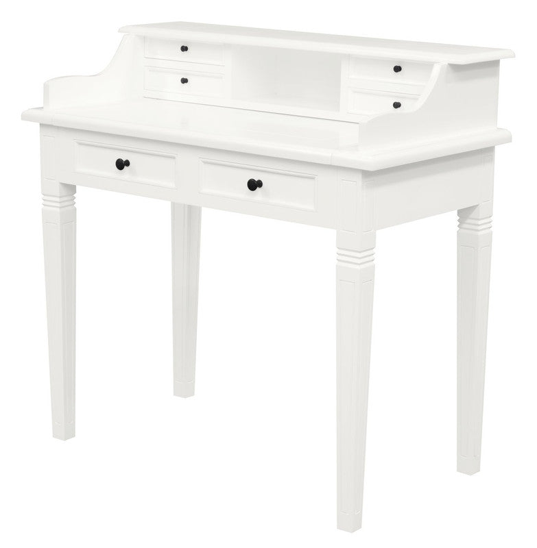 Winston 6 Drawer Solid Timber Writing Desk (White) V199-TB06GLWH