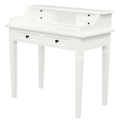 Winston 6 Drawer Solid Timber Writing Desk (White) V199-TB06GLWH