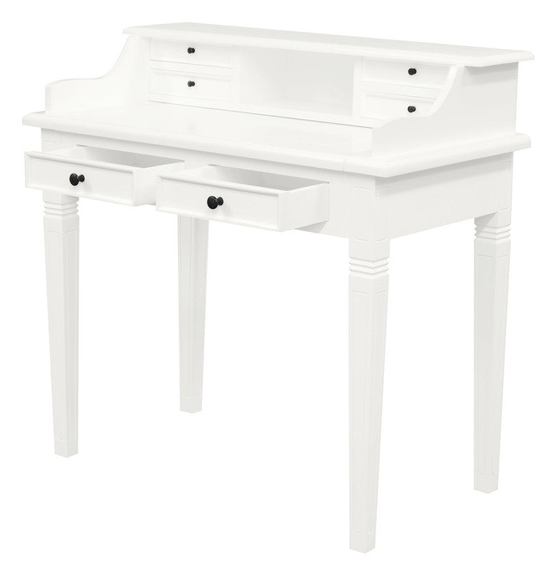 Winston 6 Drawer Solid Timber Writing Desk (White) V199-TB06GLWH
