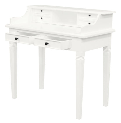 Winston 6 Drawer Solid Timber Writing Desk (White) V199-TB06GLWH