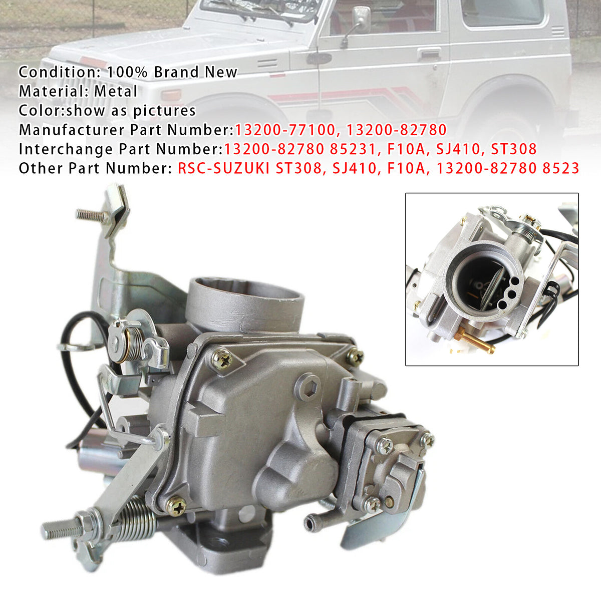 Carburetor 13200-77100 For Suzuki SJ410 F10A ST100 LJ81 Samurai Carry ST308 V201-13200-77100--C-AU