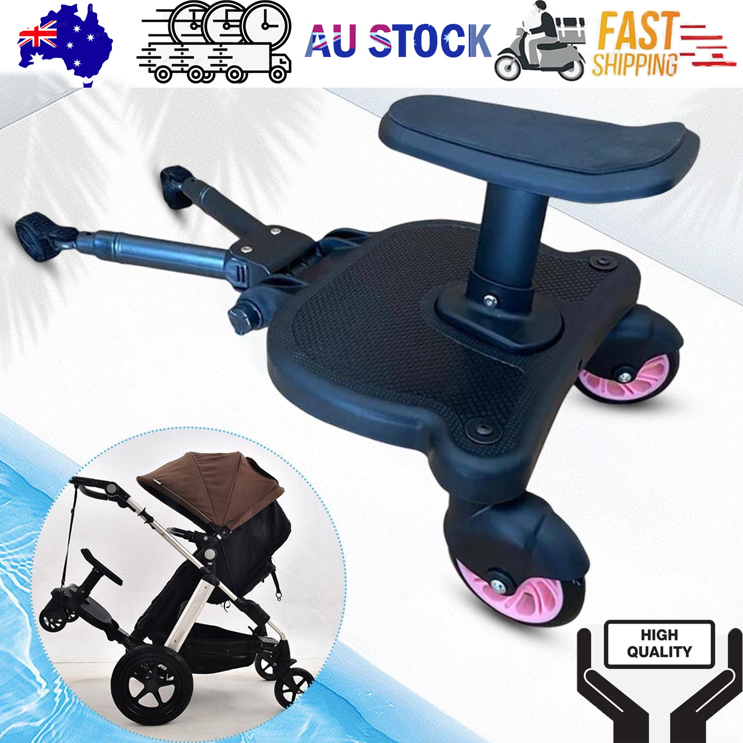 Baby Jogger Glider Board 2 in 1 Kid Stroller Board with Dismountable Seat AU pink wheel V201-BABY0001PI8AU
