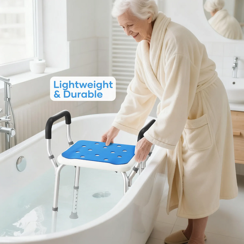 Adjustable Shower Chair Bath Seat Heavy Duty Bathtub Armrests Bench Bathroom V201-BATH0001WH8AU