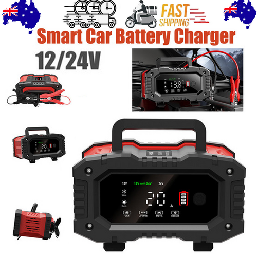 12V 20A/24V 10A Smart Car Battery Charger for Lead Acid LiFePo4 AGM Moto Battery V201-BAZ1220RE8AU