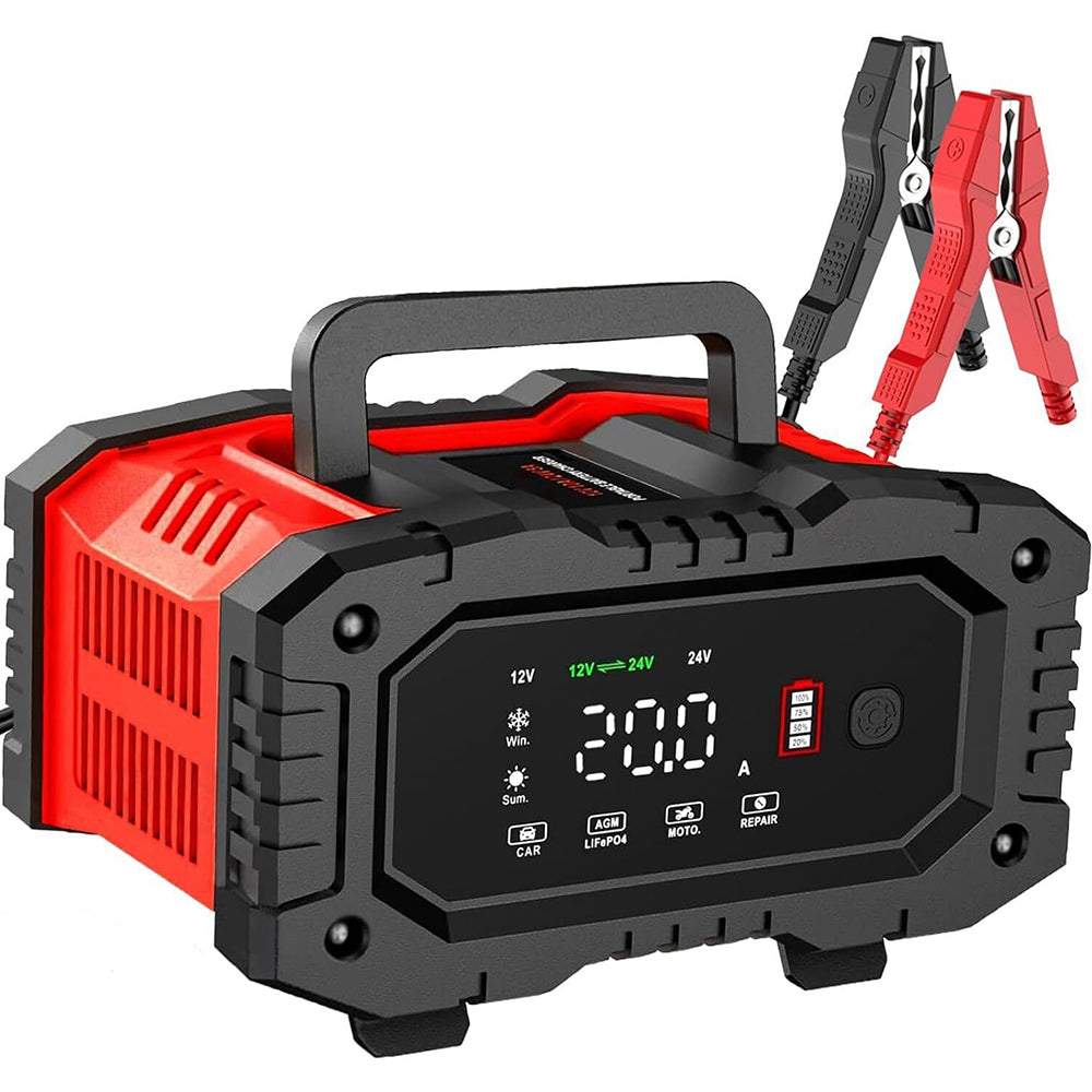 12V 20A/24V 10A Smart Car Battery Charger for Lead Acid LiFePo4 AGM Moto Battery V201-BAZ1220RE8AU