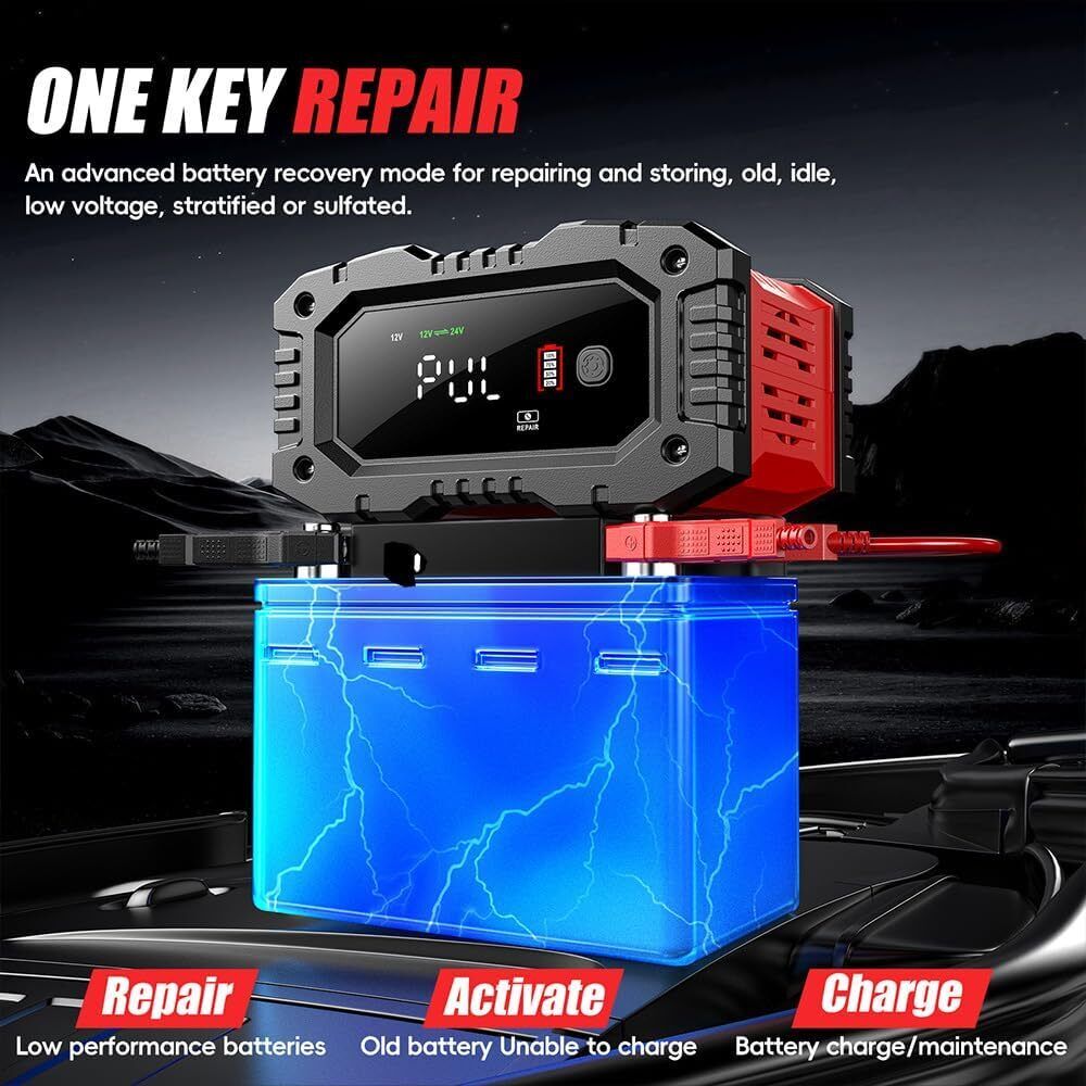 12V 20A/24V 10A Smart Car Battery Charger for Lead Acid LiFePo4 AGM Moto Battery V201-BAZ1220RE8AU
