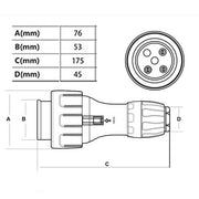 32 Amp 5m 3 Pin Extension Lead Single Phase 250V Rubber Cable Male/Female Plug V201-BAZ3253BL8AU