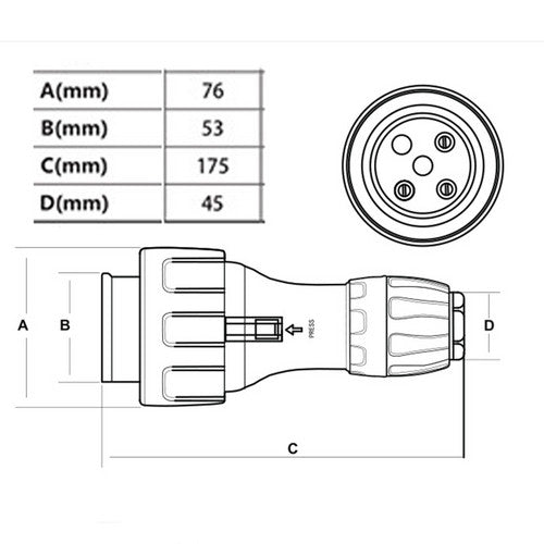 32 Amp 5m 3 Pin Extension Lead Single Phase 250V Rubber Cable Male/Female Plug V201-BAZ3253BL8AU