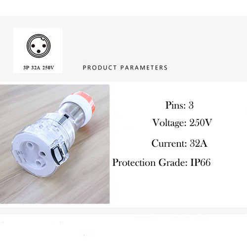 32 Amp 5m 3 Pin Extension Lead Single Phase 250V Rubber Cable Male/Female Plug V201-BAZ3253BL8AU