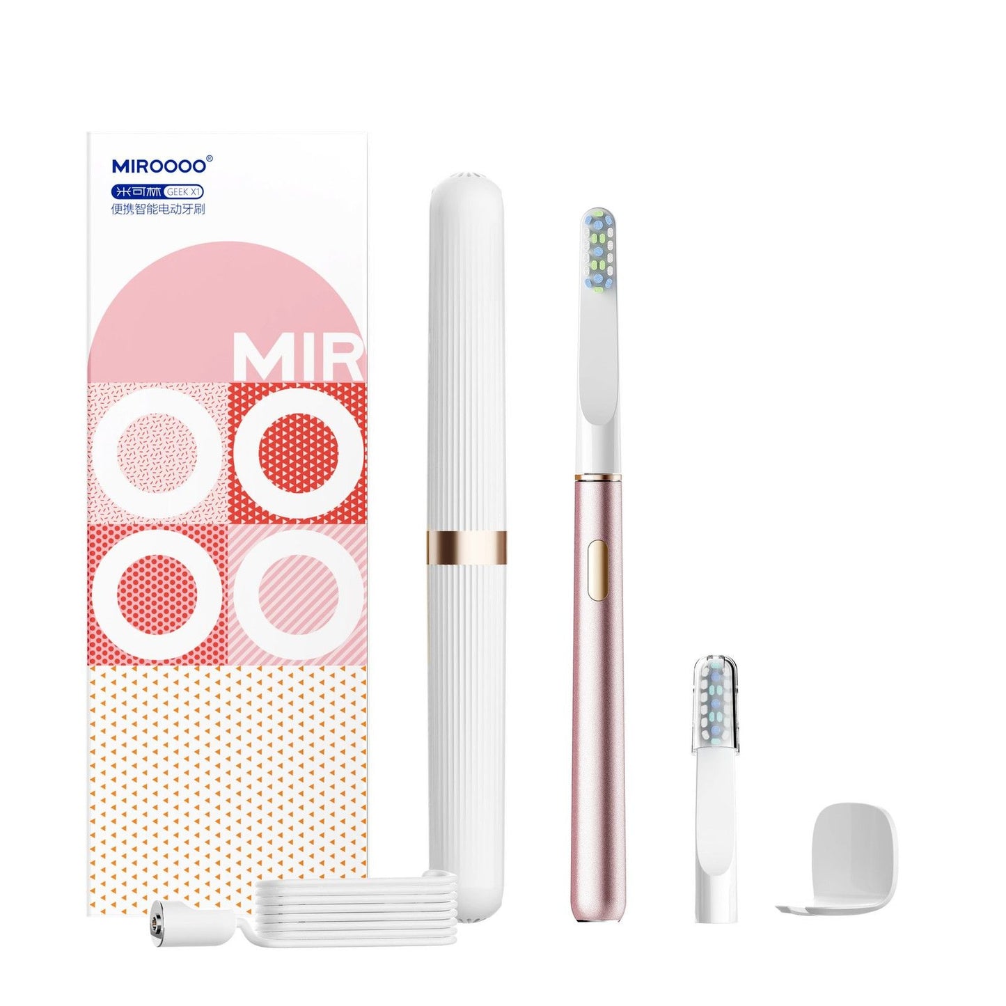 PINK Miroooo Electric Toothbrush with 2 Brush Heads Travel Case,Sonic Toothbrush V201-BBA1122PI8AU