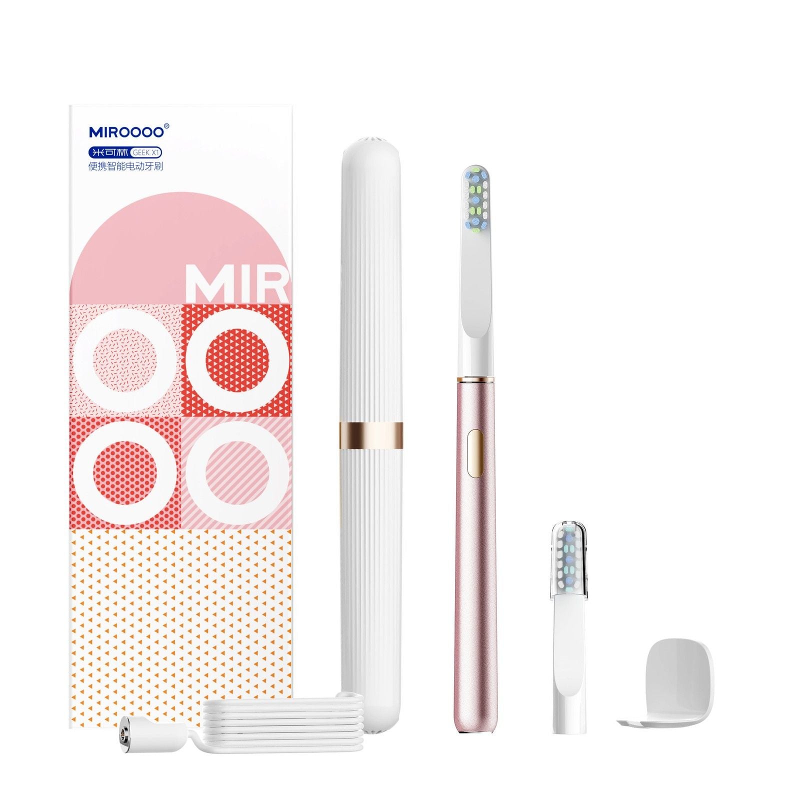 PINK Miroooo Electric Toothbrush with 2 Brush Heads Travel Case,Sonic Toothbrush V201-BBA1122PI8AU
