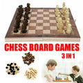 3 IN 1 Wooden Chess Set Folding Chessboard Wood Pieces Draughts Backgammon Toy V201-BBA1225WO8AU
