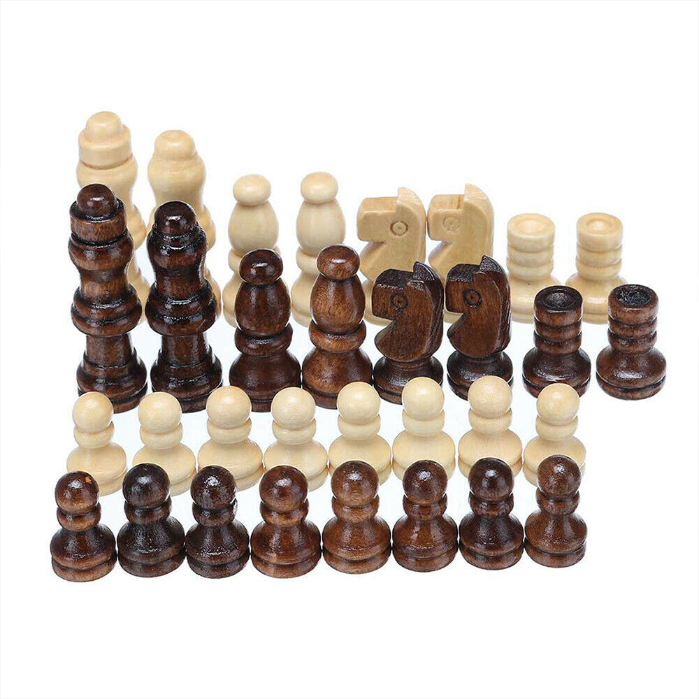 3 IN 1 Wooden Chess Set Folding Chessboard Wood Pieces Draughts Backgammon Toy V201-BBA1225WO8AU