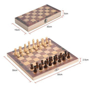 3 IN 1 Wooden Chess Set Folding Chessboard Wood Pieces Draughts Backgammon Toy V201-BBA1225WO8AU
