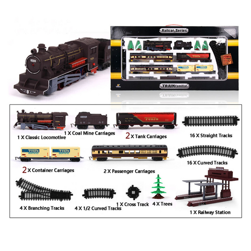 Electric Large Classic Train Set Rail Track Carriages Kids Vehicle Toy Gift V201-BBZ0240BR8AU