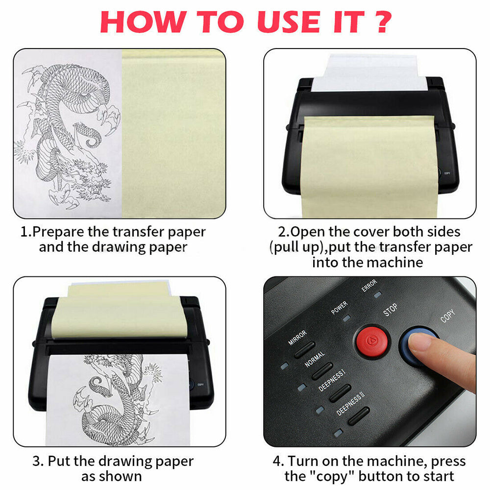 ABS Tattoo Transfer Copier Printer Machine Thermal Stencil Paper Body Art Maker V201-BBZ0616BL8AU