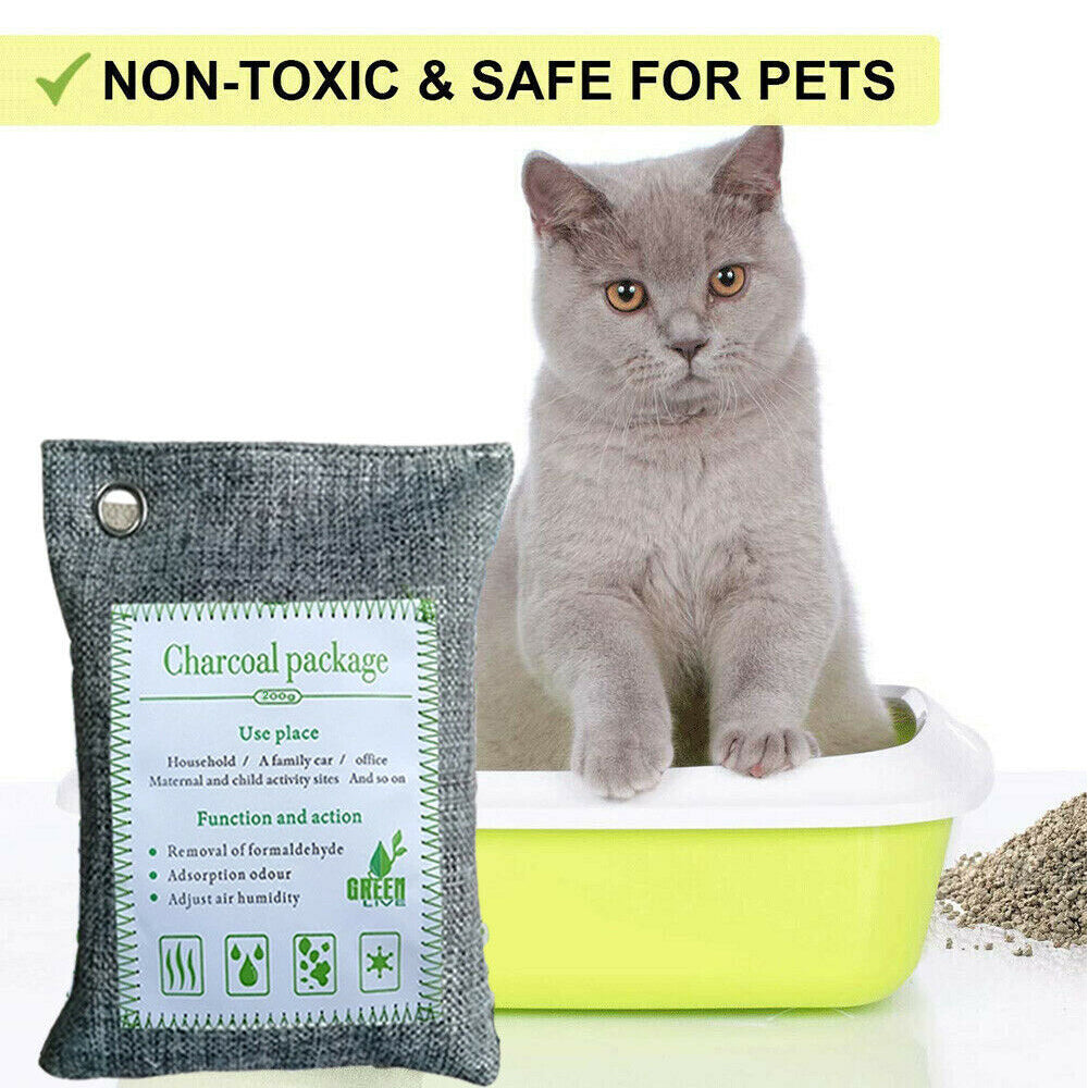 5PCS Air Purifying Bags Activated Bamboo Charcoal Freshener for Car Home Shoes 200g V201-BBZ2021DG8AU