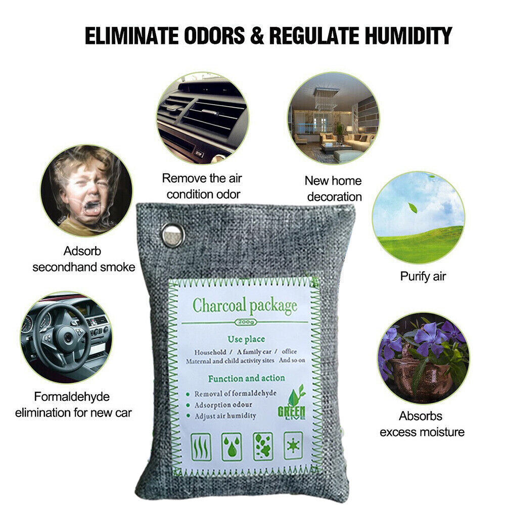 20PCS Air Purifying Bags Activated Bamboo Charcoal Freshener for Car Home Shoes 200g V201-BBZ2021DG8AU4