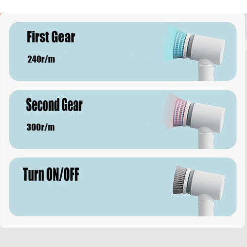 6in1 Electric Spin Scrubber Cordless Rechargeable Cleaning Brush with 6 Head Kit V201-BBZ5655WH8AU