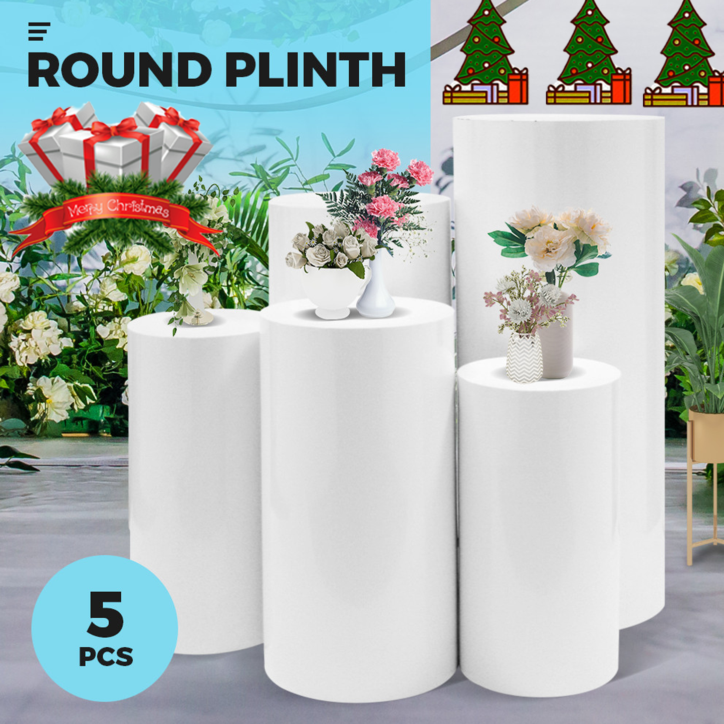 5pcs Metal Round Plinth Cylinder Pedestal Stand Wedding Decoration Cake Flower V201-BCJHDCYL0005
