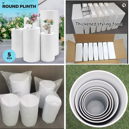 5pcs Metal Round Plinth Cylinder Pedestal Stand Wedding Decoration Cake Flower V201-BCJHDCYL0005