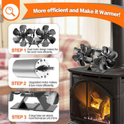 12 Blade Fan Heat Self-Powered Wood Stove Top Burner Fireplace Silent Eco Heater V201-BCJHDFCA0212