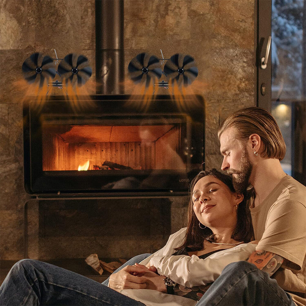 12 Blade Fan Heat Self-Powered Wood Stove Top Burner Fireplace Silent Eco Heater V201-BCJHDFCA0212