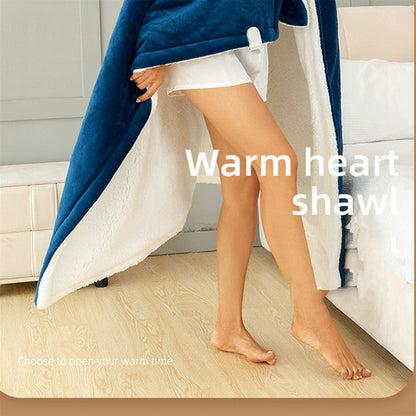 Double-side Flannel Heated Electric Throw Blanket Fast Heating Warm Washable Blue