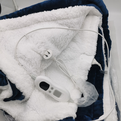 Double-side Flannel Heated Electric Throw Blanket Fast Heating Warm Washable Blue V201-BCJHDFDZ13BU