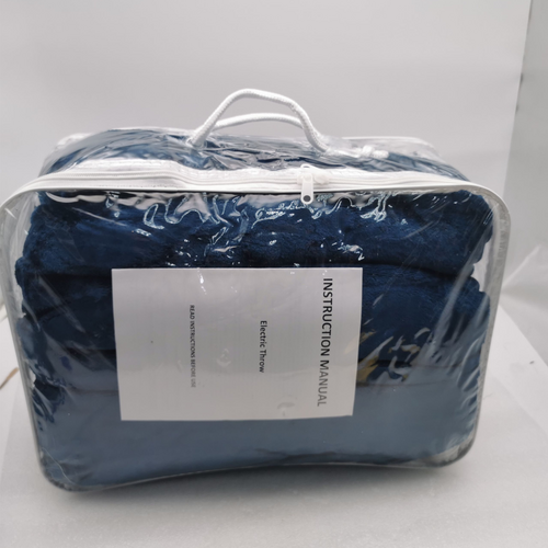 Double-side Flannel Heated Electric Throw Blanket Fast Heating Warm Washable Blue V201-BCJHDFDZ13BU