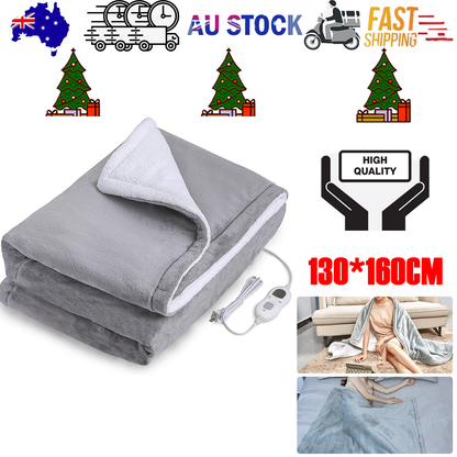 Double-side Flannel Heated Electric Throw Blanket Fast Heating Warm Washable gray V201-BCJHDFDZ13GR