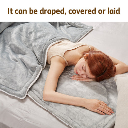 Double-side Flannel Heated Electric Throw Blanket Fast Heating Warm Washable gray V201-BCJHDFDZ13GR