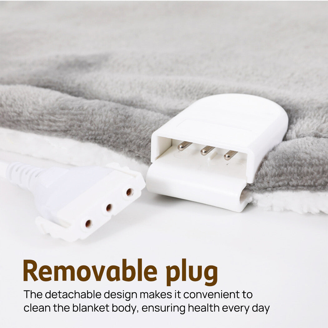 Double-side Flannel Heated Electric Throw Blanket Fast Heating Warm Washable gray V201-BCJHDFDZ13GR