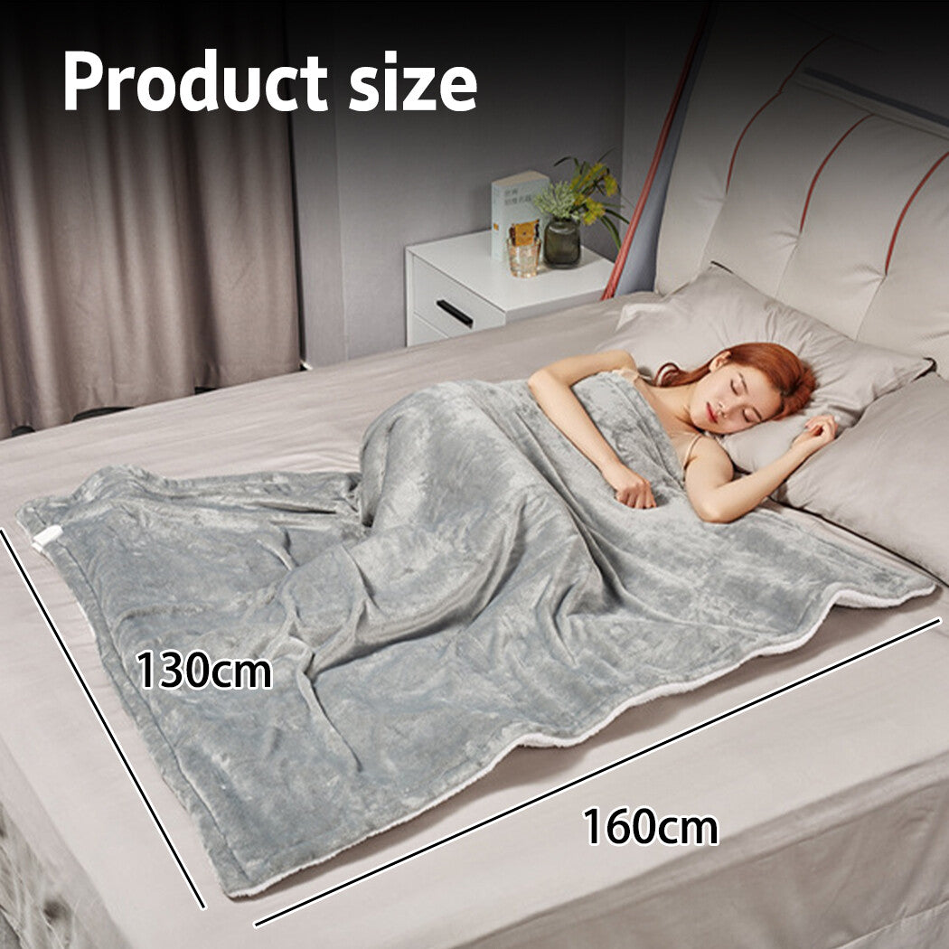 Double-side Flannel Heated Electric Throw Blanket Fast Heating Warm Washable gray V201-BCJHDFDZ13GR