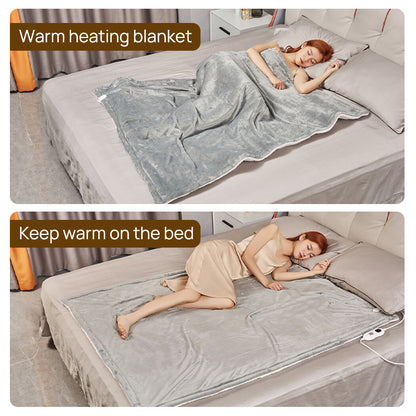 Double-side Flannel Heated Electric Throw Blanket Fast Heating Warm Washable gray V201-BCJHDFDZ13GR