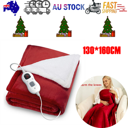Double-side Flannel Heated Electric Throw Blanket Fast Heating Warm Washable red V201-BCJHDFDZ13RE