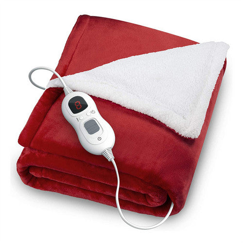 Double-side Flannel Heated Electric Throw Blanket Fast Heating Warm Washable red V201-BCJHDFDZ13RE
