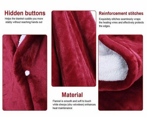 Double-side Flannel Heated Electric Throw Blanket Fast Heating Warm Washable red V201-BCJHDFDZ13RE