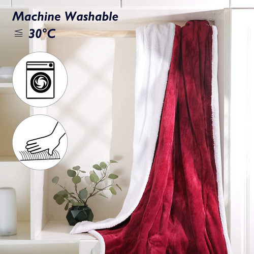 Double-side Flannel Heated Electric Throw Blanket Fast Heating Warm Washable red V201-BCJHDFDZ13RE