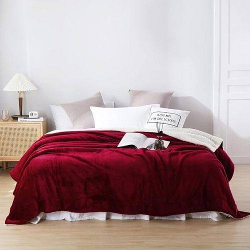 Double-side Flannel Heated Electric Throw Blanket Fast Heating Warm Washable red V201-BCJHDFDZ13RE