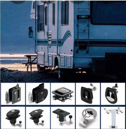 2PCS Black Central Locking T Handle Whale Tail Lock Folding Trailer Ute Canopy V201-BCJHDHBZ139X2