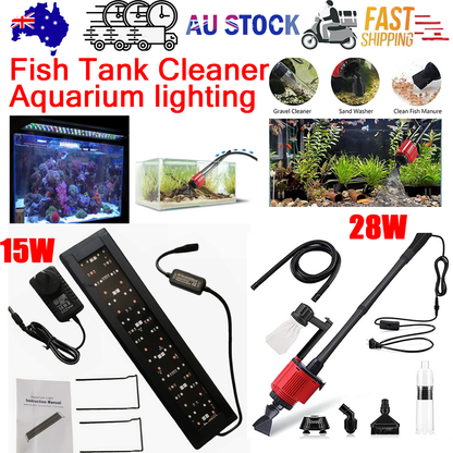 7-in-1 Aquarium Sand Washer Upgrade AU Plug / 15W 66LED RGBW Aluminum Shell Stand Light 40CM/28-Button Control V201-BCJHDHLYG118