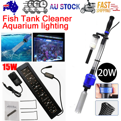Aquarium cleaner 20W 1000L/H &15W/ 66LED RGBW aluminum shell bracket light 40CM/28-button control V201-BCJHDHLYG318