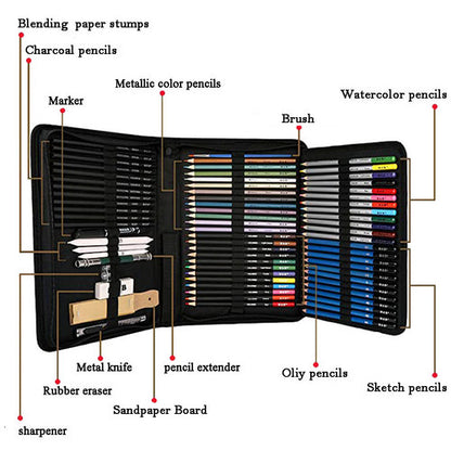 72pcs Professional Drawing Artist Kit Set Pencils and Sketch Charcoal Art Tools V201-BCZ0072BL8AU